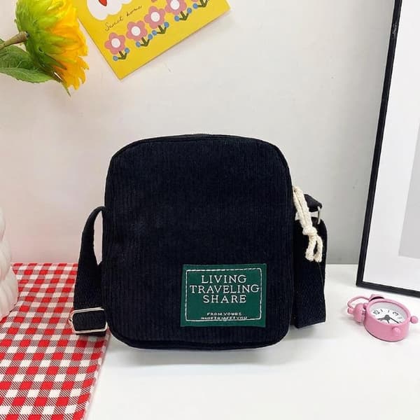 Fløjls Mini Crossbody Taske Med Justerbar Rem Multi Farve O A1