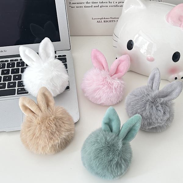 Kawaii Ears Pompom nøkkelring myk fluffy pels Nøkkelringveske P Gray