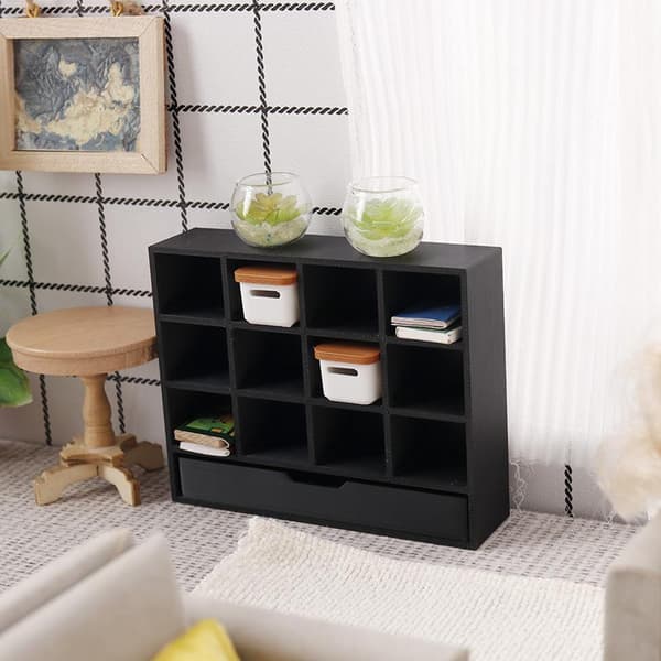 1/12 Dockskåp Förvaringsskåp Displayställ Modell Dockskåp Päls Dark brown