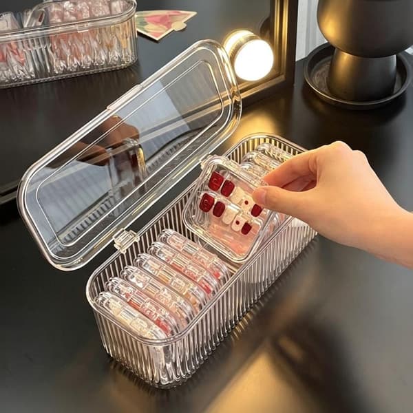 Transparent läppstift nagelförvaringslåda stor kapacitet för små 1pc