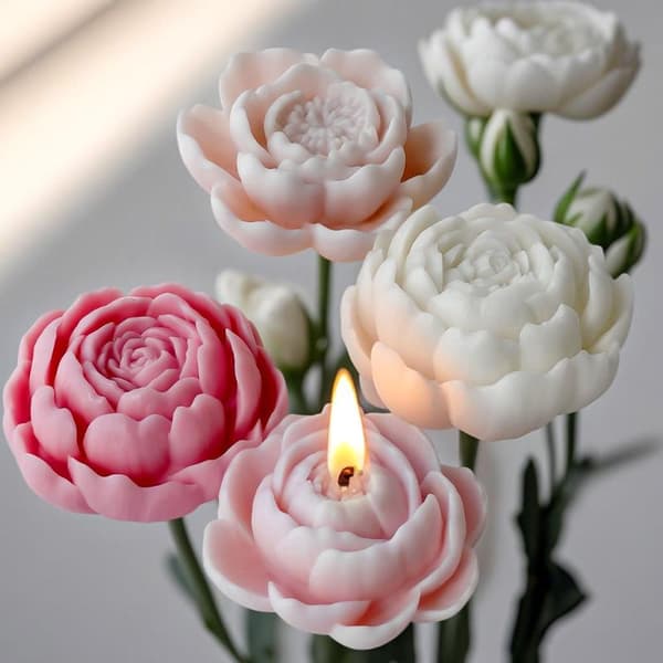 3D Pæonblomster Silikoneform Til Stearinlys Ler Gips Og Sæbe B