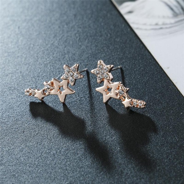 1 par enkle skinnende stjerne øredobber Elegant Rhinestone Mini S Gold