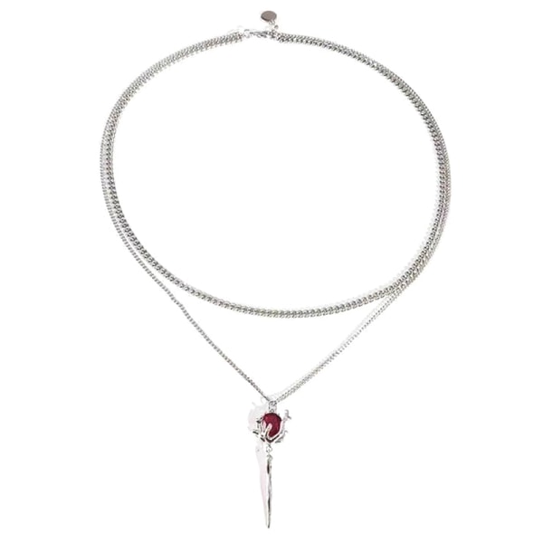 Dobbeltlags Zircon Rose Halskæde Uregelmæssig Floral Æstetisk Fa
