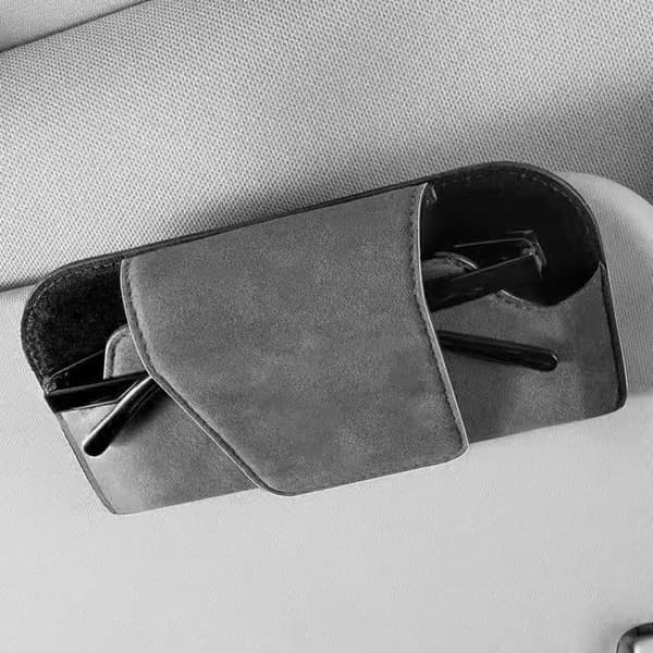 Bilbrilleetui Auto Solskærm Premium Ruskind Brilleholder Vi Black