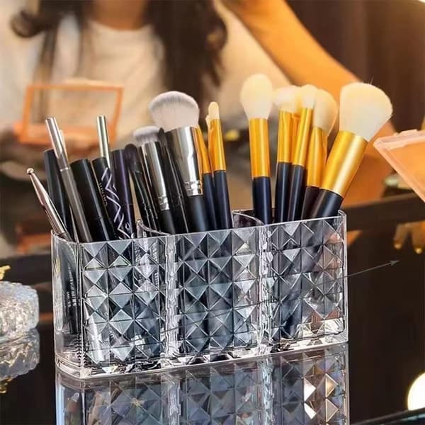 1 stk. 3-rums makeupbørsteholder makeup-organizer kosmetikopbevaring