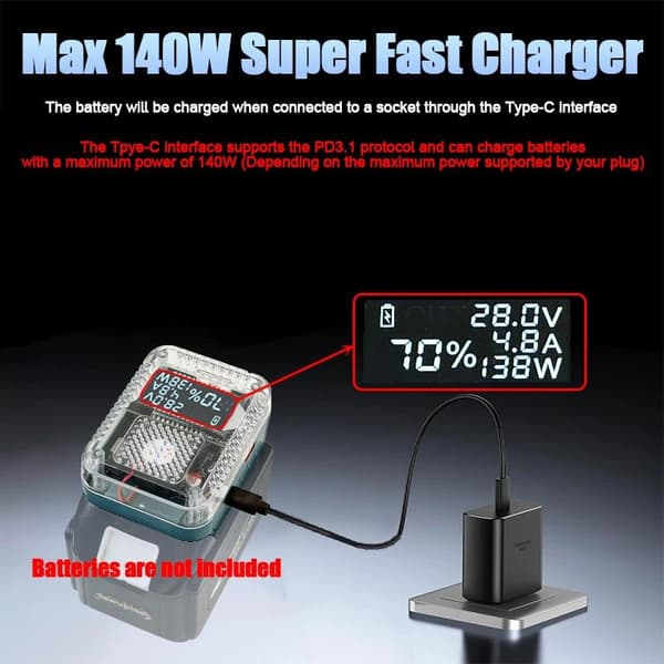 Li-ion batteriadapteromformer bærbar ladekontaktadapter DW