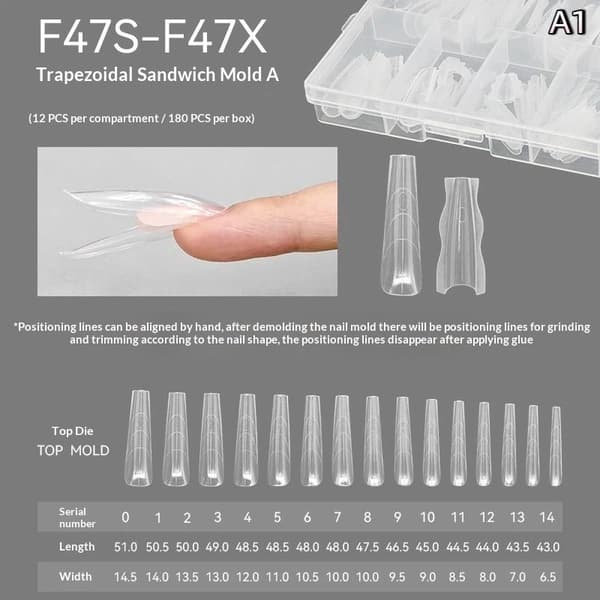 180 kpl Sandwich Dual Nail Forms 15 kokoa pidennykset-Dual Forms T A1