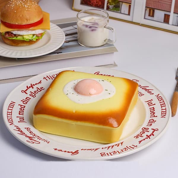 Stekt Egg Toast Squishy Leketøy Yellow