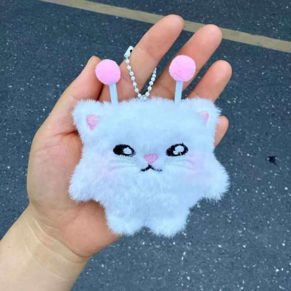 2 st e Alien Katt Plysch Nyckelring Fluffig Kattdocka Hänge Ryggsäck