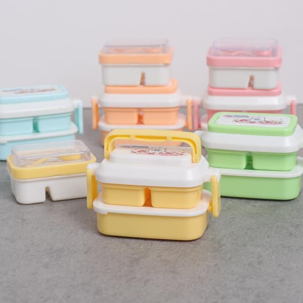 1 sæt Mini 2-lags dukkehus Bento Box til dukkeleg Min B