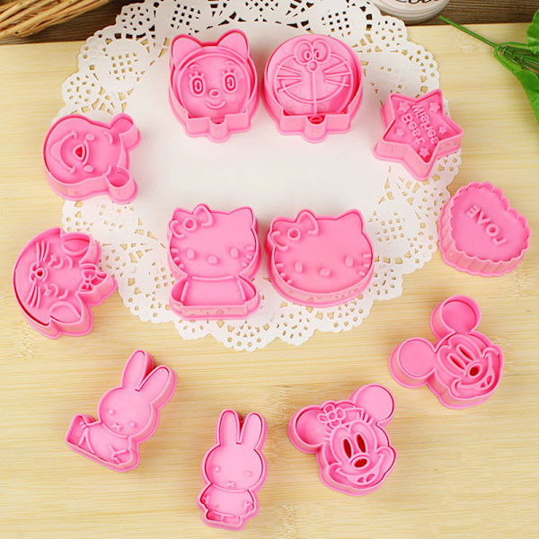 1 Pair Cookie ters Plastic e Cartoon Pressable Biscuit Mold Bak A