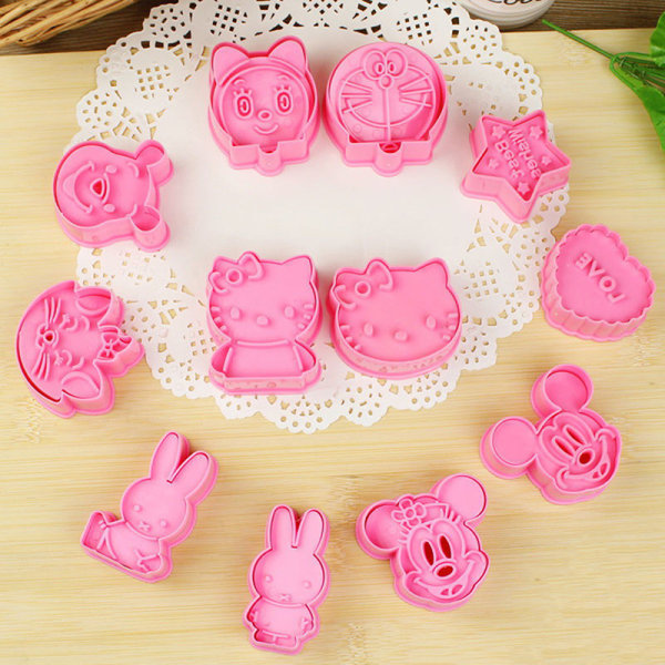 1 Par Cookie ters Plast e Cartoon Pressable kjeksform Bak H