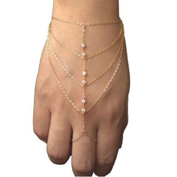 berømthed multi kæde kvast armbånd armbånd slave finger ring