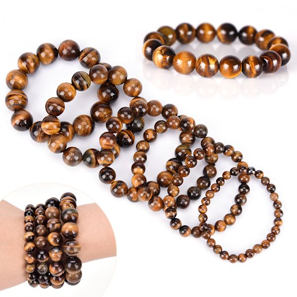 Tiger Eye Stone Lucky Bless Beads Menn Kvinne Smykker 8mm