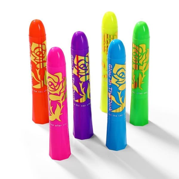 6 st Neon UV Glow Ansiktsfärg Kritset Svart Ljus Glöd Ej Till