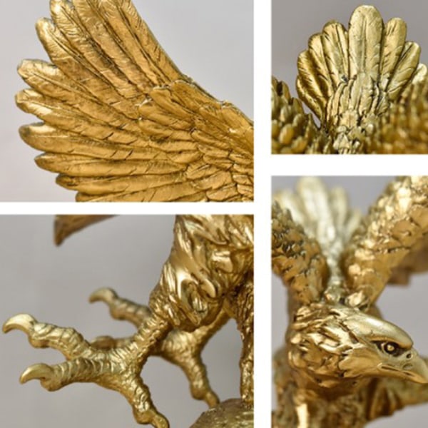 Resin Golden Eagle Statue Art Animal Model Collection Ornament E