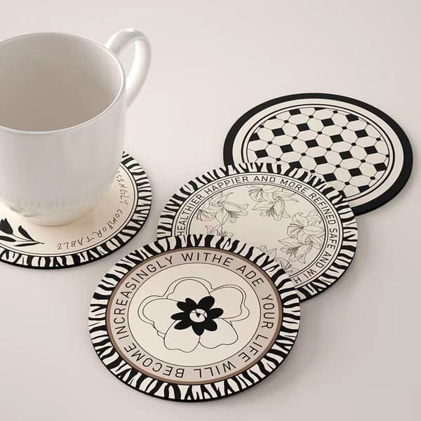 Retro Coaster Vattentät Rund Matbordsmatta Oljesäker Tallrik StyleD S