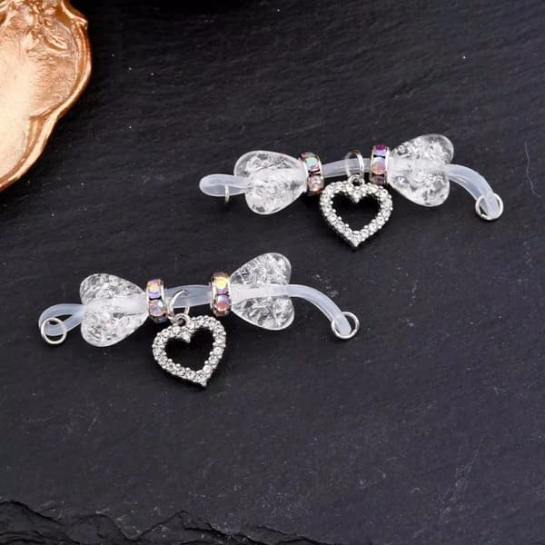 2 st/set Nipple Rings Non Piercing Shiny Zircon Dangle Body Je Pink