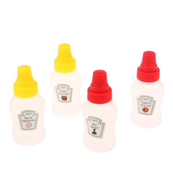 4 stk Mini krydderflaske Salatdressing Ketchup Plastkrukke 1