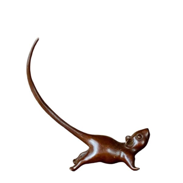 Langhalet musefigur, te-kæledyr, vintage ren kobberrotte