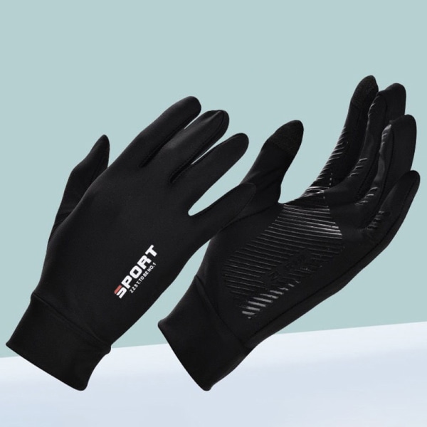 Ice Silk Full Finger Cykelhandskar för män och kvinnor Outdoor S Black