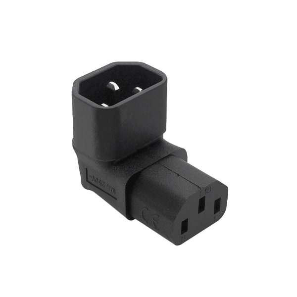 10 A 3-nastainen IEC-liitin alas YLÖS 90 kulmikas IEC 320 C14 uros - C1 A2