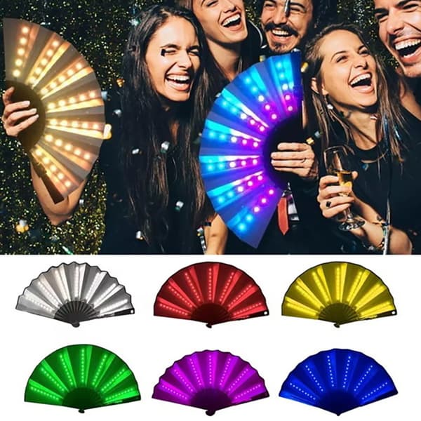 Glow Foldbar LED Danse Vifte Lys Nat Show Halloween Chr Red