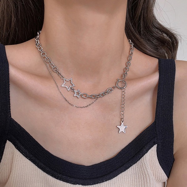 Shiny Star Layered Tofs Choker halsband Y2k smycken för kvinnor