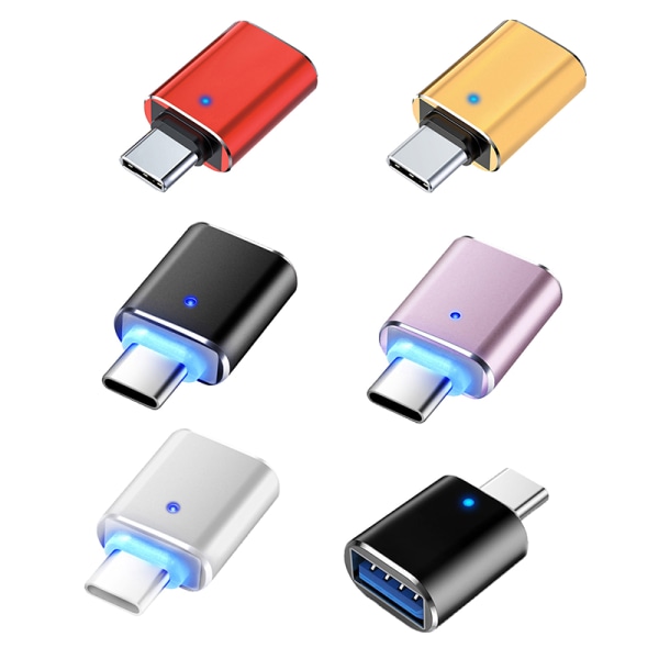USB 3.0 till typ C-adapter LED OTG till USB C USB-A till typ-C Anslutning Rose Gold Two Lights