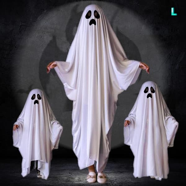 Hvidt Spøgelse Halloween Kostume Blødt Åndbart Stof Let at Bære C L