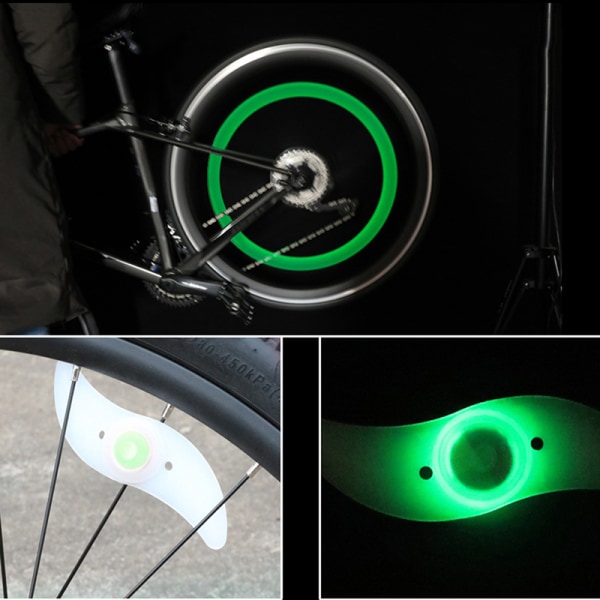 Cykel Hjul Eger Lys Vandtæt Balance Cykel LED Dæk Dæk Green