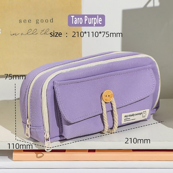 Penalhus med stor kapacitet blyantpose Håndholdt pennetaske Cosmet Purple
