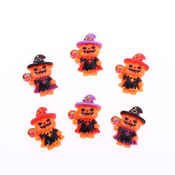 5 stk. Halloween Græskar Troldmand Jack Harpiks Charms Til DIY Hallowe Red