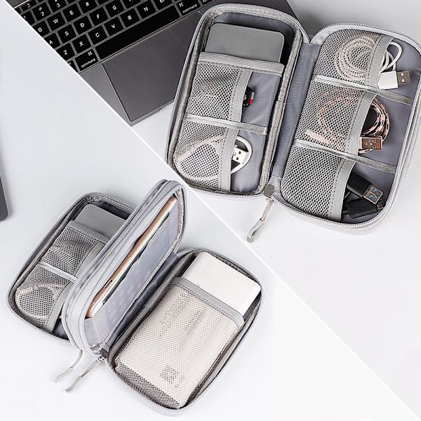 Wire Bag Travel Bärbar lagring Datakabel Organizer hörlurar Gray L