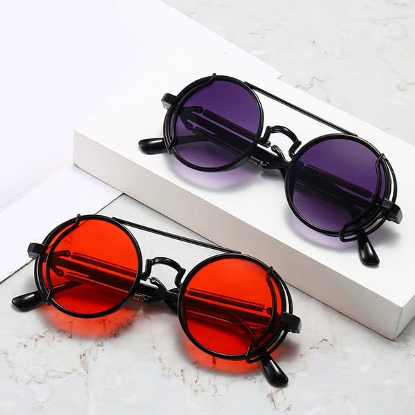 1Pc Solglasögon Herr Dam Round Lens Solglasögon UV400 Skydd Gray