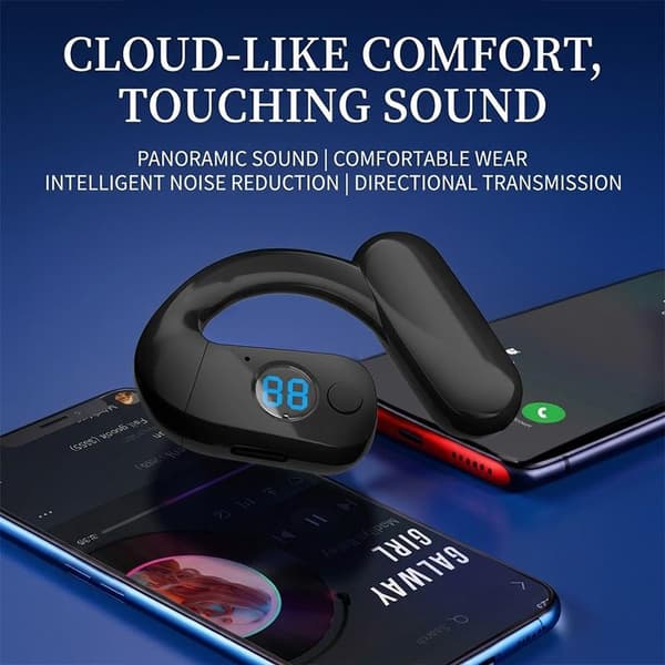 Bluetooth 6.0 Hodetelefon TWS Trådløs Ørekrok Hodetelefon HiFi Ste White