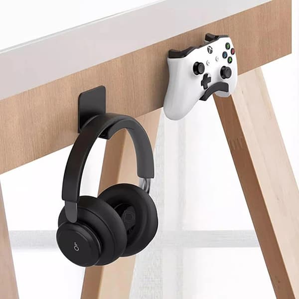 Universal vægmonteret hovedtelefonstativ til gamingcontroller Black
