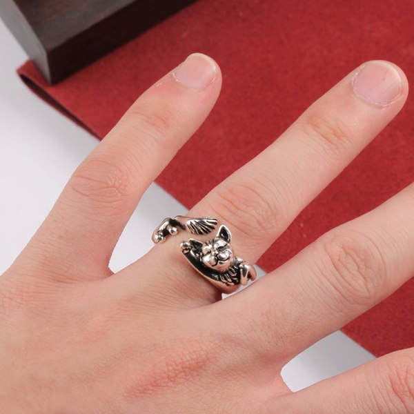 Vintage e Cat Ringe Dame Smykker Trendy Justerbar Ring