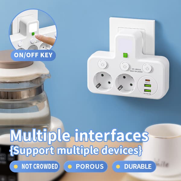 EU-plugguttak 4 stikkontakter Multitap veggstrømskinne elektrisk S 10