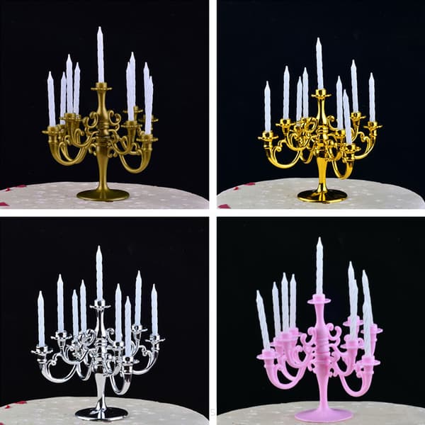 1Set stearinlys og lysestake bursdagskake lysestaker Silver