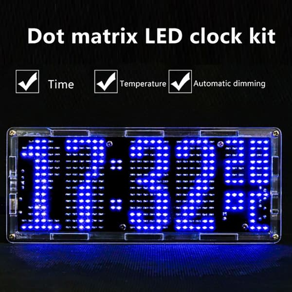 LED Dot Matrix Digital Klokkesett Loddeøvelsessett DIY Ele Multicolor
