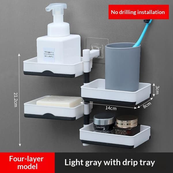 Roterende holder baderomshylle Vegghengt baderomssåpeboks Ho 3 layer storage box