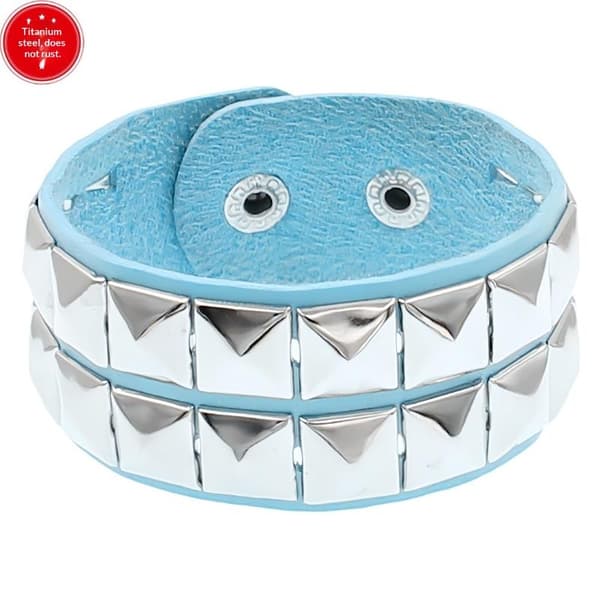 90-tals mode punkstil armband PU-läder tre rader spikar Br A2