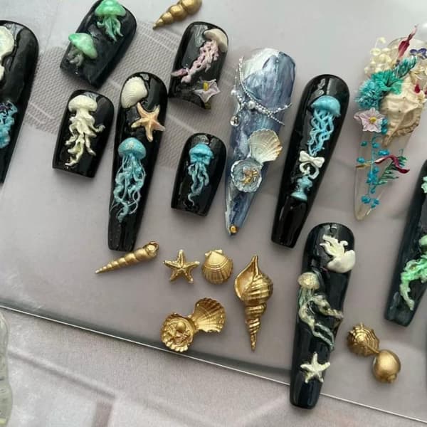 Tecknad Lejondans Nagelkonstform Ocean Silikon Relief 3D Nagel A4