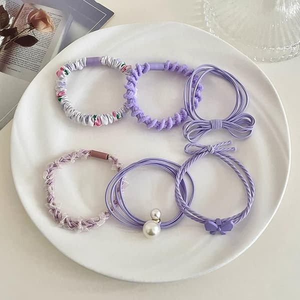 6 st/set n Högelastiska Hårsnoddar Scrunchies Hästsvanshållare H A2