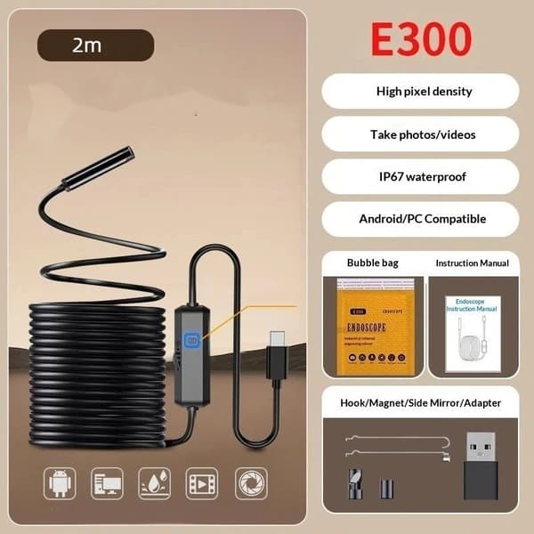 Type-C Industriel Endoskop Micro USB Enkelt Dobbelt Kamera Til En 200cm