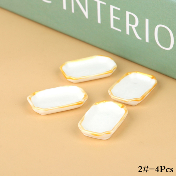 4 kpl 1:12 Dollhouse Mini Bowl Lautastarjotin kakkuastiasetti 2#-4Pcs
