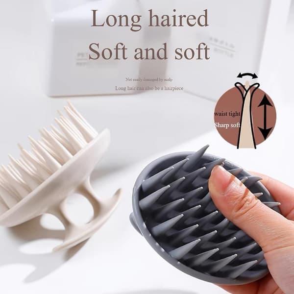 Silikon hårbottenmassager schampoborste duschkam exfoliering Beige