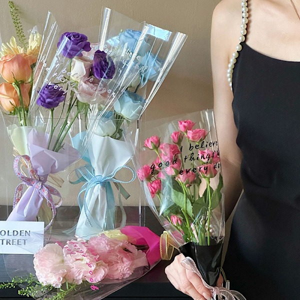 10 stk Enkelt Rose Ermer Blomsterinnpakningspose Bukett Emballasje A2