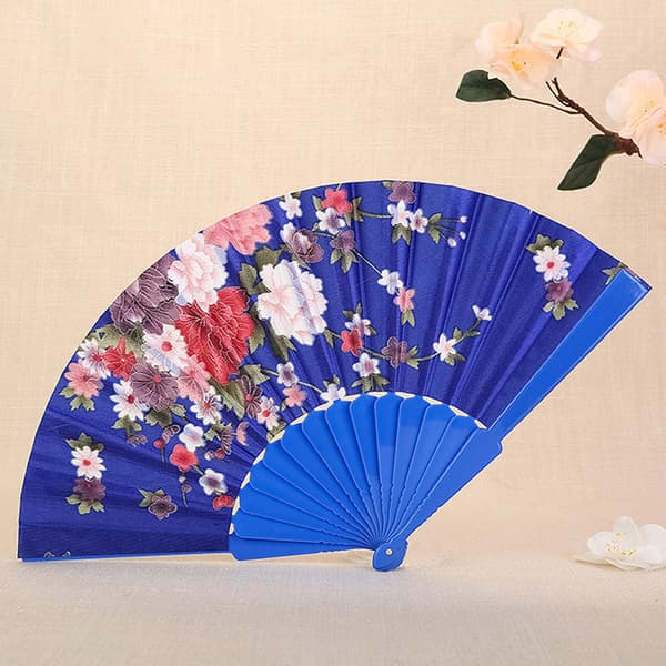 Stil Klut Folding Fan Trykt Flat Glanset Satin Folding Fan Red